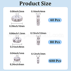 520個真鍮ラインストーンスペーサービーズ  カドミウムフリー＆鉛フリー  ストレートフランジ  ロンデル  銀  6~10x3~4mm  穴：1~2.5mm  3スタイル&nbsp;RB-PA0001-07A