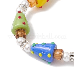 Handmade Lampwork & Shell Pearl Beads Stretch Bracelets for Women&nbsp;BJEW-TA00675