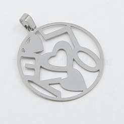 304 Stainless Steel Textured Filigree Pendants&nbsp;STAS-M001-03