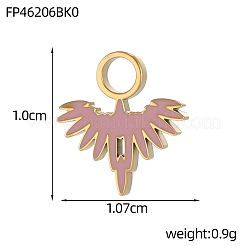 304ステンレススチールエナメルペンダント  鳩のチャーム  イオンプレーティング（ip）  長持ちメッキ  プレアル18K金メッキ  ピンク  10x10mm  穴：2.50mm&nbsp;STAS-OY013-78G