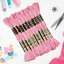 10かせ 6層ポリエステル刺繍フロス  クロスステッチの糸  セグメント染め  ショッキングピンク  0.5mm  約8.75ヤード（8m）/かせ&nbsp;OCOR-CY0004-38F