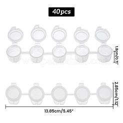 プラスチックペイントポットストリップ  蓋付き3ml 5ポットミニ空のペイントカップ  美術工芸用水彩顔料  透明  13.85x2.85x1.8cm&nbsp;DIY-PH0027-10