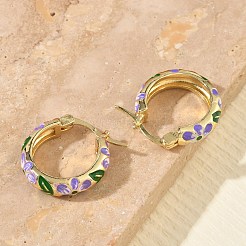 Brass Enamel Hoop Earrings for Women&nbsp;EJEW-A168-02G