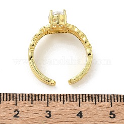 Brass Micro Pave Cubic Zirconia Cuff Open Rings for Women&nbsp;RJEW-C163-23G