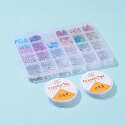DIYイヤリング作成キット  ジェムストーンチップビーズ入り  ガラスクラックルビーズ＆シードビーズ  ピアスフック  イヤーナット  ペンダント  スペーサービーズ  ヘッドピン  丸カン  伸縮性のある糸  ミックスカラー&nbsp;DIY-FS0002-72