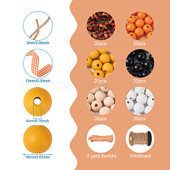 120Pcs 6 Style Natural Wood Beads&nbsp;WOOD-YS0001-02