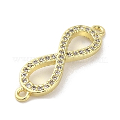 Rack Plating Brass Micro Pave Clear Cubic Zirconia Infinity Connector Charms&nbsp;KK-C052-42B-G