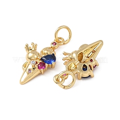 Brass Micro Pave Cubic Zirconia Pendants&nbsp;KK-C143-04G