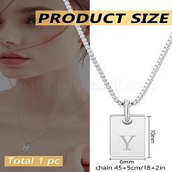 1Pc Stainless Steel Letter Rectangle Pendant Necklaces&nbsp;NJEW-LP0001-34Y-P