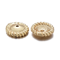 真鍮製ビーズキャップ  花弁のない  フラットラウンド  18KGP本金メッキ  8x2mm  穴：0.9mm&nbsp;X-KK-K244-04G