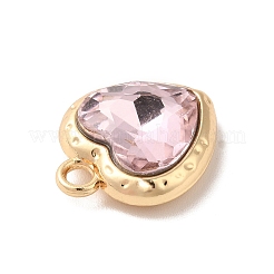 ラックメッキ合金パンツ  ガラスと  ニッケルフリー  ハートチャーム  ゴールドカラー  パープル  16x13x5.5mm  穴：2mm&nbsp;PALLOY-Q443-03G-04
