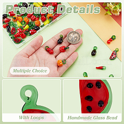 70Pcs 10 Styles Fruit & Vegetable Theme Glass Pendants&nbsp;GGLA-PH0001-69