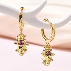 Brass Cubic Zirconia Hoop Earrings&nbsp;EJEW-Q015-01G