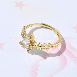 Brass Micro Pave Cubic Zirconia Finger Rings&nbsp;RJEW-C163-05G