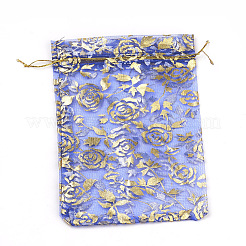 Rose Printed Organza Bags&nbsp;OP-R021-7x9-08