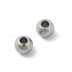 変色防止丸型201ステンレススチールスペーサービーズ  ステンレス鋼色  4x3.5mm  穴：1.5mm&nbsp;STAS-E082-08