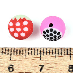 フルーツをテーマにした手作りポリマー粘土ビーズ  ラウンド  ミックスカラー  8.2mm  穴：1.2~1.6mm&nbsp;CLAY-T022-04M
