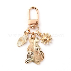 合金エナメルペンダントキーホルダー  合金のキーの留め金付き  花とうさぎとにんじん  レッド  6.5cm&nbsp;KEYC-WH0027-21