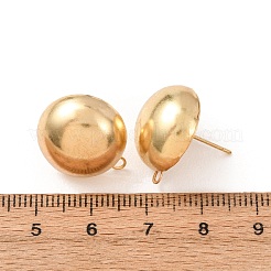 真鍮製スタッドピアスパーツ  カドミウムフリー＆鉛フリー  半円  カン付き  24KGP本金メッキ  18.5x16mm  穴：1.8mm  ピン：12x0.8mm&nbsp;LS-KK-G604-01G-08