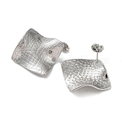 Non-Tarnish 304 Stainless Steel Textured Square Ear Studs for Women&nbsp;EJEW-P234-12P