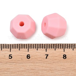 シリコンビーズ  ポリゴン  多面カット  ピンク  11x15mm  穴：2mm&nbsp;SIL-E011-01B