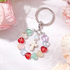 Glass & Synthetic Turquoise & Synthetic Moonstone Keychain&nbsp;KEYC-JKC01031