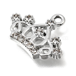 UVメッキ合金クリスタルラインストーンペンダント  クラウンチャーム  プラチナ  14x17x2.5mm  穴：1.5mm&nbsp;RB-CBAD37D-16P