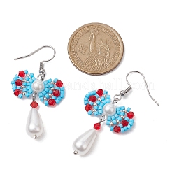 Handmade Glass Seed & Acrylic Beads Bowknot Dangle Earrings&nbsp;EJEW-MZ00298-02