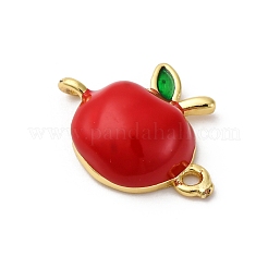 Brass Red Enamel Connector Charms&nbsp;KK-I276-13G-02