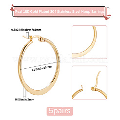 5 Pairs 304 Stainless Steel Hoop Earrings&nbsp;EJEW-BBC0001-92