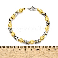 304 Stainless Steel Round Link & Byzantine Chains Bracelets for Women Men&nbsp;BJEW-R018-19GP
