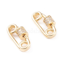 Brass Micro Pave Clear Cubic Zirconia Screw Carabiner Lock Charms&nbsp;KK-F814-38G