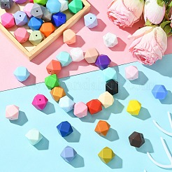六角形食品グレードシリコンフォーカルビーズ  ミックスカラー  17x17x17mm  穴：2mm&nbsp;SIL-CJC0005-07