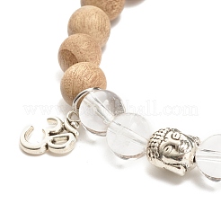 Aum/Om Symbol & Buddha Alloy Charm Bracelet for Teen Girl Women&nbsp;BJEW-JB07726