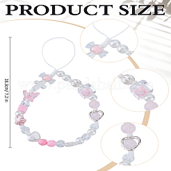 PVC携帯ストラップ1個  モバイルアクセサリーの装飾  蝶  ピンク  183mm&nbsp;AJEW-LP0005-11