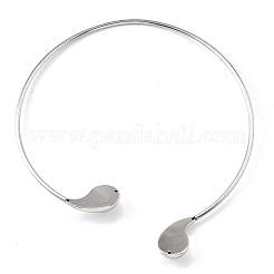 304 Stainless Steel Teardrop Open Cuff Choker Necklaces for Women&nbsp;NJEW-R003-01P-01