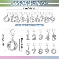11Pcs DIY Number 0~9 Knitting Tool Sets&nbsp;HJEW-BC00066