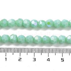 オペークガラスビーズ連売り  ファセット（32ファセット）  ラウンド  アクアマリン  6x5.5mm  穴：0.9mm  約94~97個/連  21.06~21.18''（53.5~53.8センチメートル）&nbsp;EGLA-A035-P6mm-L14