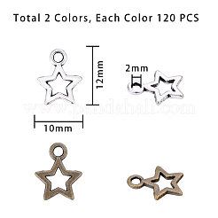 チベット風合金チャーム  スター  ミックスカラー  12x10mm  穴：2mm  120個/カラー  240個/箱&nbsp;PALLOY-PH0005-73