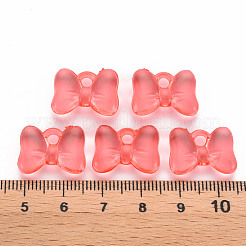 透明なアクリルパーツ  蝶結び  鮭色  13.5x18x5.5mm  穴：2.5mm  約625個/500g&nbsp;TACR-T024-02BA-910