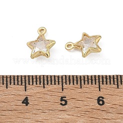 Brass Pave Clear Cubic Zirconia Charms&nbsp;CU-CBAD360-03G-03