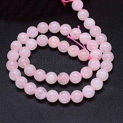 ピンク色の天然マダガスカル産ローズクォーツビーズ連売り  グレードA  ラウンド  8mm  穴：1mm  約49個/連  15.3インチ&nbsp;G-F222-40-8mm