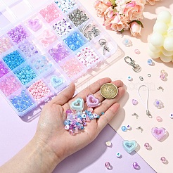 DIY 携帯ストラップ作成キット  ガラスシードビーズやアクリルビーズを含む  携帯電話のストラップ  ミックスカラー  4~5x2.5~4.5mm  穴：1.2~1.5mm&nbsp;DIY-YW0012-48