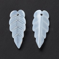 電気メッキガラスペンダント  葉のチャーム  ライトブルー  23x10x3mm  穴：1.2mm&nbsp;EGLA-H102-05D