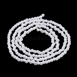 ガラス模造翡翠ビーズ連売り  多面カットラウンド  ホワイト  2x2mm  穴：0.6mm  約160~178個/連  13.58 ~14.17インチ（34.5~36cm）&nbsp;GLAA-H021-05-01