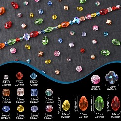 490 個の透明ガラスビーズセット  多面カット  混合図形  ミックスカラー  5~12x5~12mm  穴：0.4~1.5mm&nbsp;EGLA-YW0005-44