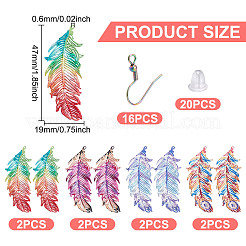 DIY 430 Stainless Steel Feather Dangle Earring Making Kit&nbsp;DIY-DR0001-43