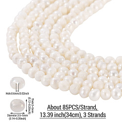 3連天然淡水養殖真珠ビーズ連  ポテト  乳白色  3.5~5x3~5mm  穴：0.6mm  約85個/連  13.39インチ（34cm）&nbsp;PEAR-TA0001-32