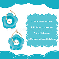 6 Pairs 6 Colors Cute Acrylic Flower Dangle Hoop Earrings&nbsp;EJEW-AN0003-47