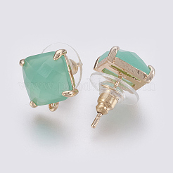 Faceted Glass Stud Earring Findings&nbsp;GLAA-F084-C08